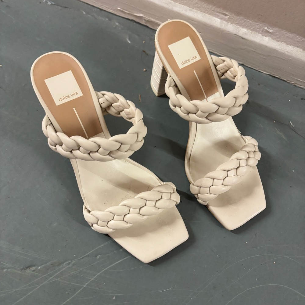 Dolce Vita Women's Cream Braided Slide Heels
